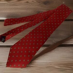 Classic Vintage 80’s 90’s Style 100% Silk Necktie Tie Red Yellow Blue